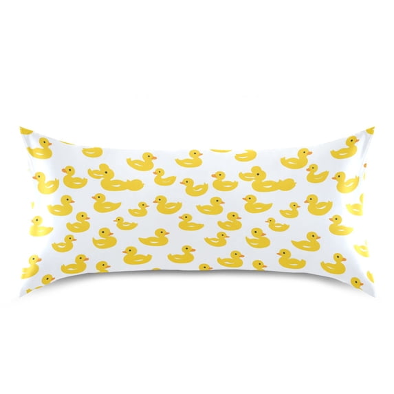Haosy Satin Pillowcase for Hair and Skin Standard Cooling Silk Pillow Case with Envelope Closure Yellow Duck Toy 20"x40"