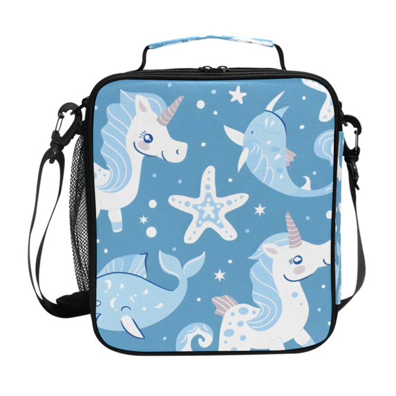 Haosy Seahorse Unicorn Starfish Reusable Lunch Box Men/Women Insulated Lunch Bag for School Picnic Travel