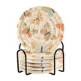 thumbnail image 1 of Haosy Set of 6 Drink Woven Coaster with Holder Heat Resistant Non-Slip Bar Coasters 4 Inches Butterfly with Flower, 1 of 7