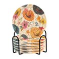 thumbnail image 1 of Haosy Set of 6 Drink Woven Coaster with Holder Heat Resistant Non-Slip Bar Coasters 4 Inches Cow Hats and Flowers, 1 of 7