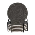 thumbnail image 1 of Haosy Set of 6 Drink Woven Coaster with Holder Heat Resistant Non-Slip Bar Coasters 4 Inches Dark Mysterious Swirling Plants, 1 of 7