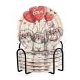 thumbnail image 1 of Haosy Set of 6 Drink Woven Coaster with Holder Heat Resistant Non-Slip Bar Coasters 4 Inches Dogs Heart-shaped Balloons, 1 of 7