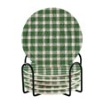 thumbnail image 1 of Haosy Set of 6 Drink Woven Coaster with Holder Heat Resistant Non-Slip Bar Coasters 4 Inches Green Gingham Pattern, 1 of 7