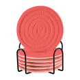 thumbnail image 1 of Haosy Set of 6 Drink Woven Coaster with Holder Heat Resistant Non-Slip Bar Coasters 4 Inches Light Red, 1 of 7