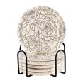 thumbnail image 1 of Haosy Set of 6 Drink Woven Coaster with Holder Heat Resistant Non-Slip Bar Coasters 4 Inches Lines Roses, 1 of 7