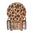 thumbnail image 1 of Haosy Set of 6 Drink Woven Coaster with Holder Heat Resistant Non-Slip Bar Coasters 4 Inches Orange Black Spots, 1 of 7