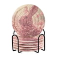 thumbnail image 1 of Haosy Set of 6 Drink Woven Coaster with Holder Heat Resistant Non-Slip Bar Coasters 4 Inches Pink Rabbit Made Of Petals, 1 of 7