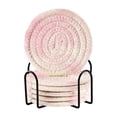 thumbnail image 1 of Haosy Set of 6 Drink Woven Coaster with Holder Heat Resistant Non-Slip Bar Coasters 4 Inches Pink Soft Smoke Cloud, 1 of 7