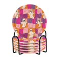 thumbnail image 1 of Haosy Set of 6 Drink Woven Coaster with Holder Heat Resistant Non-Slip Bar Coasters 4 Inches Retro Groovy Checkered, 1 of 7