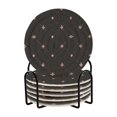 thumbnail image 1 of Haosy Set of 6 Drink Woven Coaster with Holder Heat Resistant Non-Slip Bar Coasters 4 Inches Soft Pink Star Flower, 1 of 7