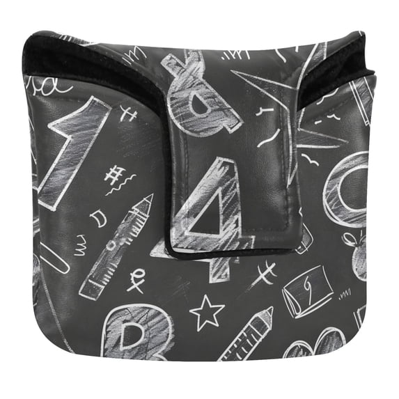 Haosy Sketches Numbers and Character Golf Mallet Putter Cover Strong Magnetic Leather Golf Club Headcover Closure