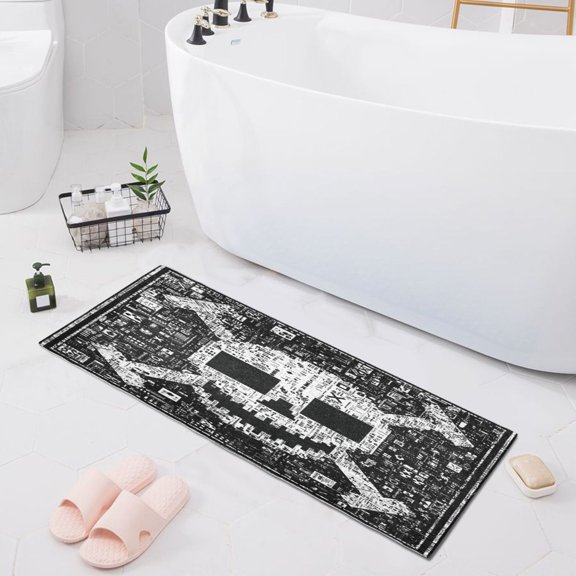 Haosy Skull Pixel Art Bathroom Rugs Non Slip Absorbent Soft Plush Quick Dry Bath Mat, 39"x20"