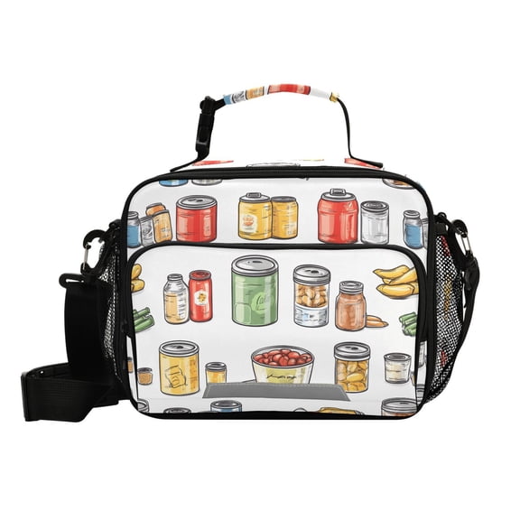 Haosy Small Insulated Lunch Box with Shoulder Strap Reusable Cooler Bag for Men Women, Food Can