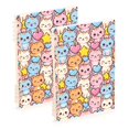 thumbnail image 1 of Haosy Smiling Cat Star Heart Notebooks 2 Pcs 1-subject Journal 60 Sheets A5 College Ruled Paper Detachable Ring 8.3"x5.7", 1 of 6