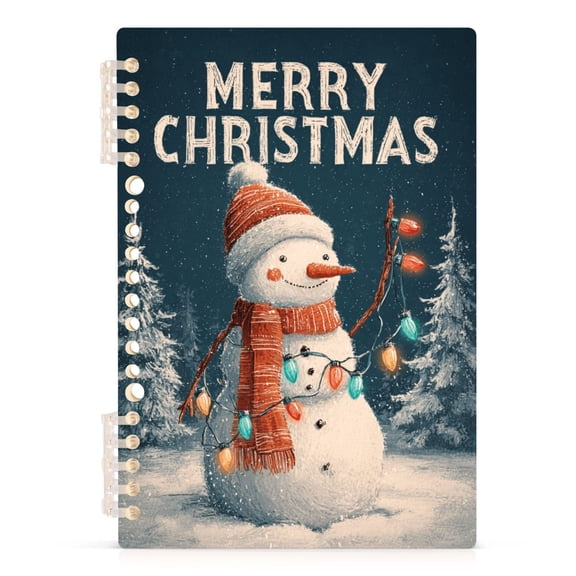 Haosy Snowman Surrounded by Colorful Lights Notebooks 1-subject Journal 60 Sheets A5 College Ruled Paper Detachable Ring 8.3"x5.7"