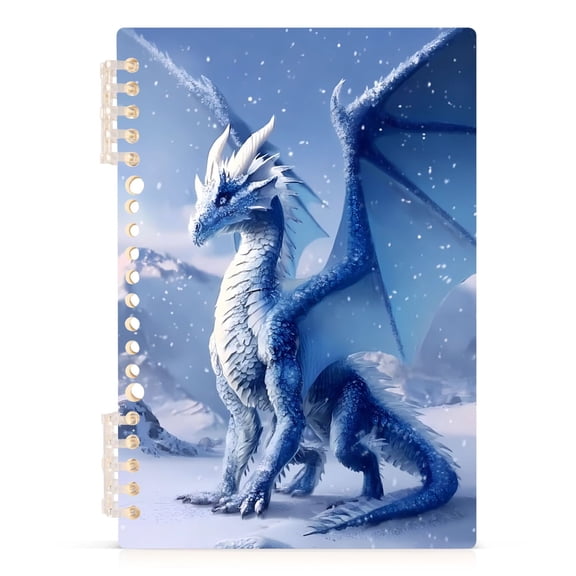 Haosy Snowy Dragon Notebooks 1-subject Journal 60 Sheets A5 College Ruled Paper Detachable Ring 8.3"x5.7"