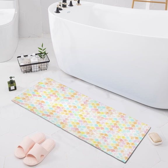 Haosy Soft Pastel Rainbow Lemon Bathroom Rugs Non Slip Absorbent Soft Plush Quick Dry Bath Mat, 39"x20"