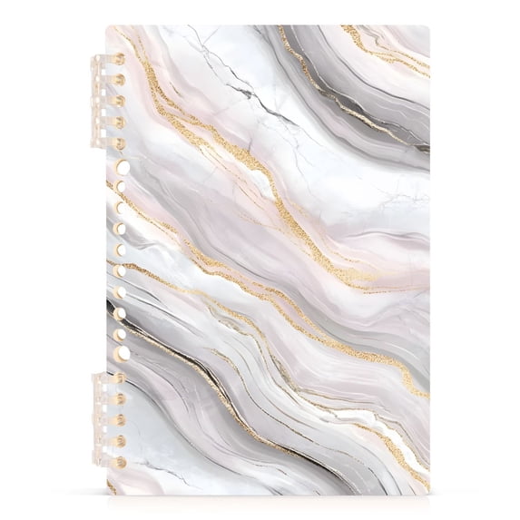 Haosy Soft Pink Gold White Marble Notebooks 1-subject Journal 60 Sheets A5 College Ruled Paper Detachable Ring 8.3"x5.7"