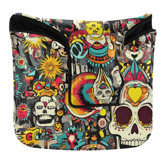Haosy Stylish and Cool Skull Golf Mallet Putter Cover Strong Magnetic Leather Golf Club Headcover Closure