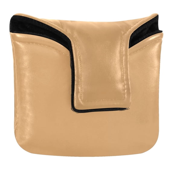 Haosy Summer Tan Golf Mallet Putter Cover Strong Magnetic Leather Golf Club Headcover Closure