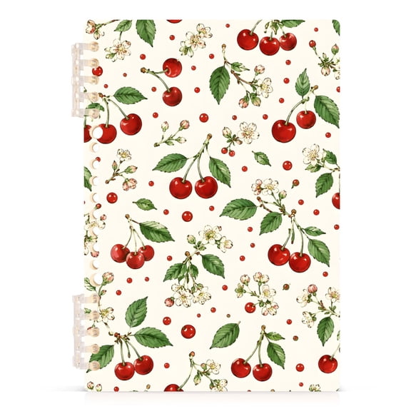 Haosy Sweet Red Cherries Notebooks 1-subject Journal 60 Sheets A5 College Ruled Paper Detachable Ring 8.3"x5.7"