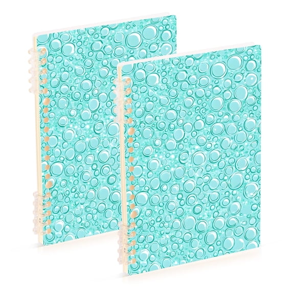 Haosy Turquoise Bubbles Notebooks 2 Pcs 1-subject Journal 60 Sheets A5 College Ruled Paper Detachable Ring 8.3"x5.7"
