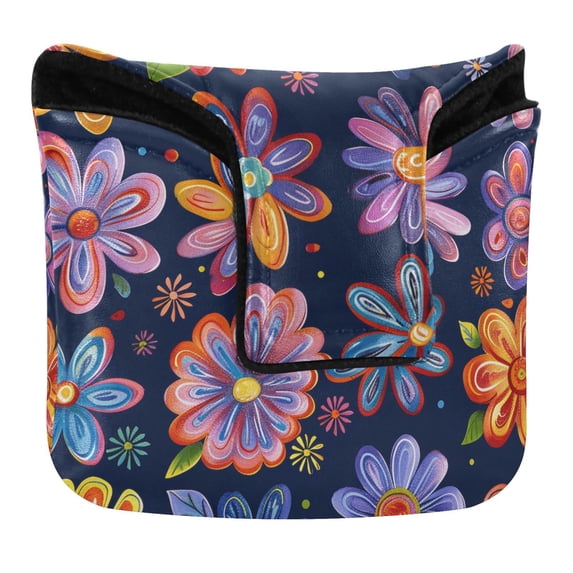 Haosy Various Cute Flower Golf Mallet Putter Cover Strong Magnetic Leather Golf Club Headcover Closure