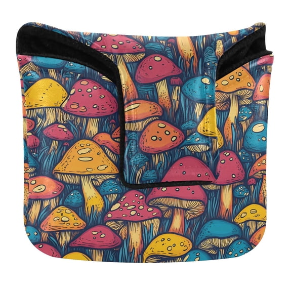 Haosy Vibrant Color Mushrooms Golf Mallet Putter Cover Strong Magnetic Leather Golf Club Headcover Closure