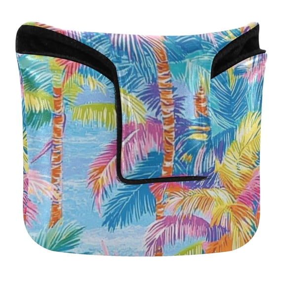 Haosy Vibrant Palm Trees Golf Mallet Putter Cover Strong Magnetic Leather Golf Club Headcover Closure