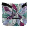 thumbnail image 1 of Haosy Violet Red Floral Stained Glass Golf Mallet Putter Cover Strong Magnetic Leather Golf Club Headcover Closure, 1 of 7