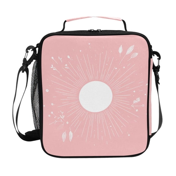 Haosy White Sun on Pink Reusable Lunch Box Men/Women Insulated Lunch Bag for School Picnic Travel