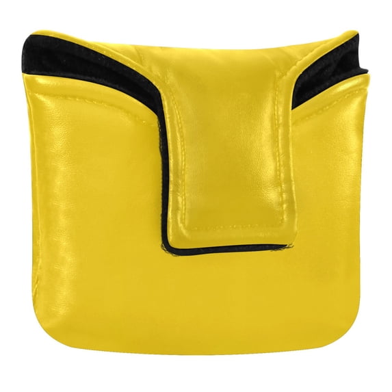 Haosy Yellow Golf Mallet Putter Cover Strong Magnetic Leather Golf Club Headcover Closure