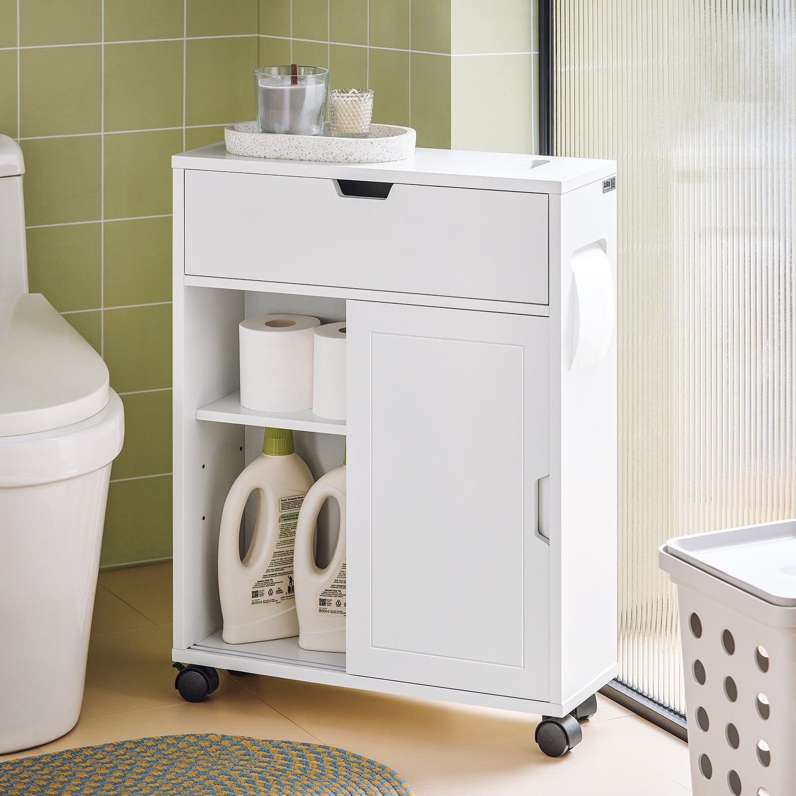 Haotian  BZR31-W, Toilet Paper Storage Cabinet - White - White