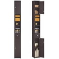 thumbnail image 1 of Haotian Bathroom Narrow Storage Cabinet, Skinny Tall Unit with Adjustable Shelves Slender Anti-Tipping Floor Standing Cupboard, Brown BZR34-BR, 1 of 9