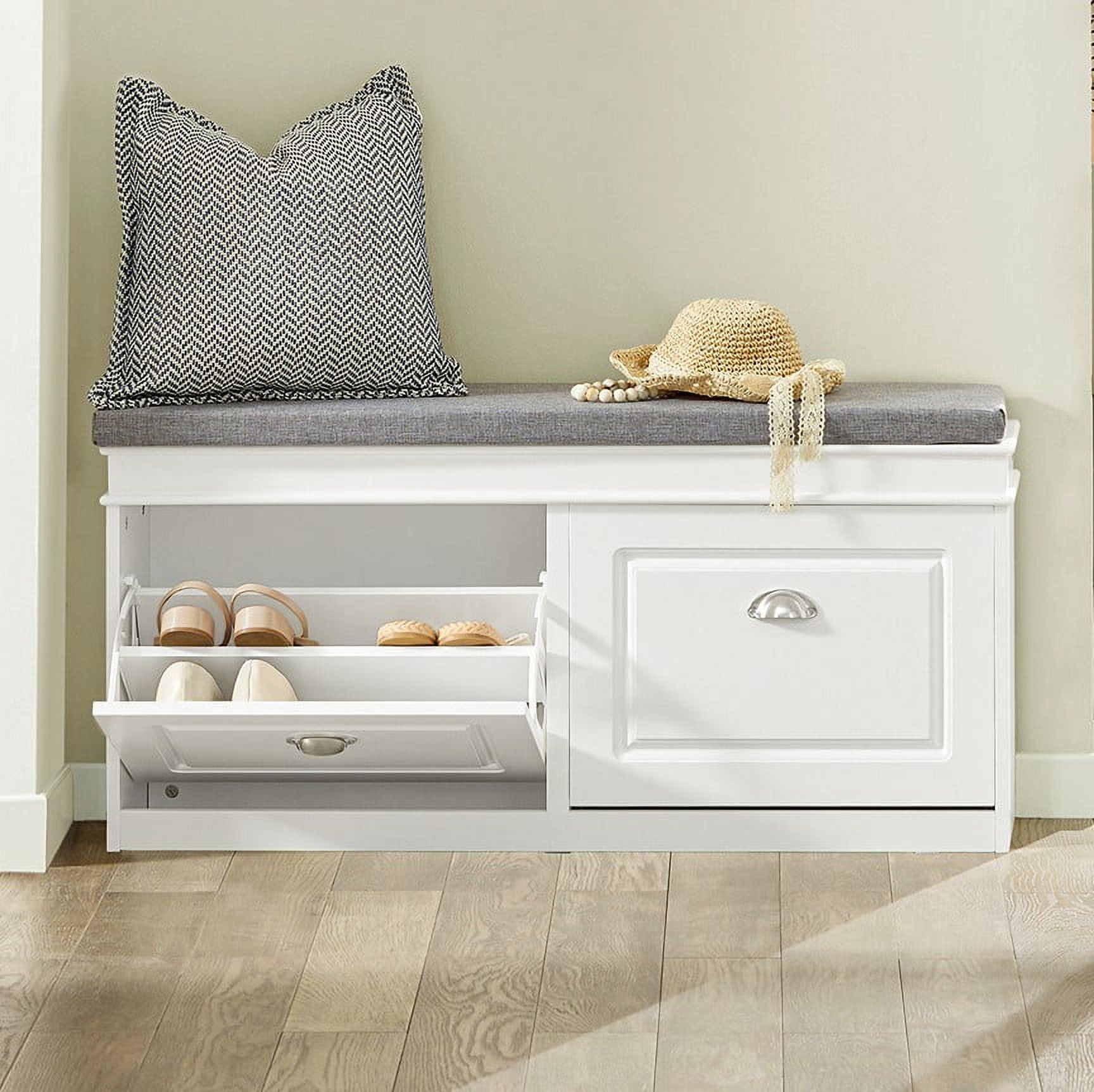Haotian Hallway Shoe Storage Bench with Flipdrawer & Cushion