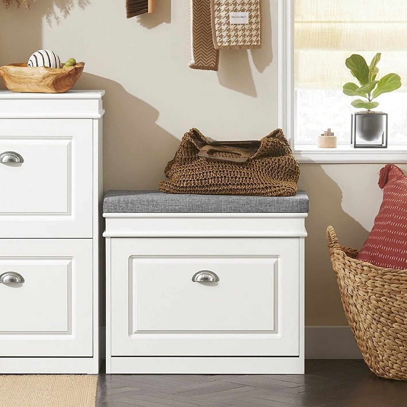 Sobuy white storage bench discount