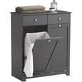 thumbnail image 1 of Haotian Tilt-Out Bathroom Laundry Cabinet Hidden Hamper Organizer with Double Baskets and Drawers Storing Unit Storage, Grey BZR33-DG, 1 of 18