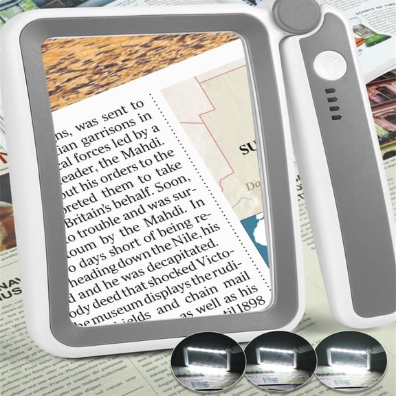 Haotor Magnifying Glass with Light, Rechargeable Large Page Magnifier for Reading, Folding Handheld Dimmable, LED Lighted Rectangle Magnifier for Reading Book Small Print for Seniors Low Vision
