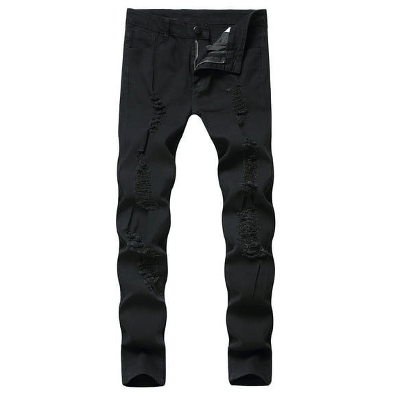 Haoxianjian Baggy Jeans Flare Jeans Men'S Ripped Jeans Zipper Straight Barrel Wash Elastic Trend Outdoors Denim Trousers Low Rise Baggy Jeans