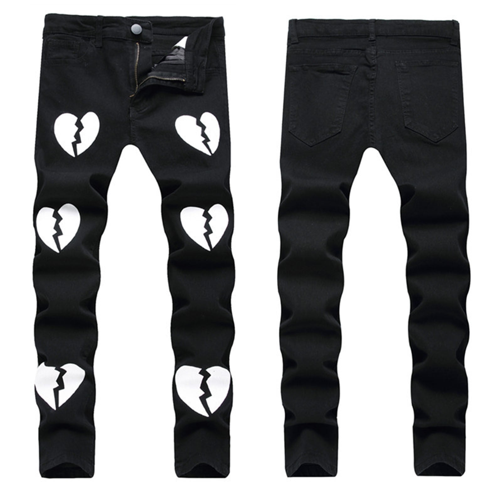 Hvyesh Men's Skinny Ripped Jeans Slim Fit Distressed Stretch