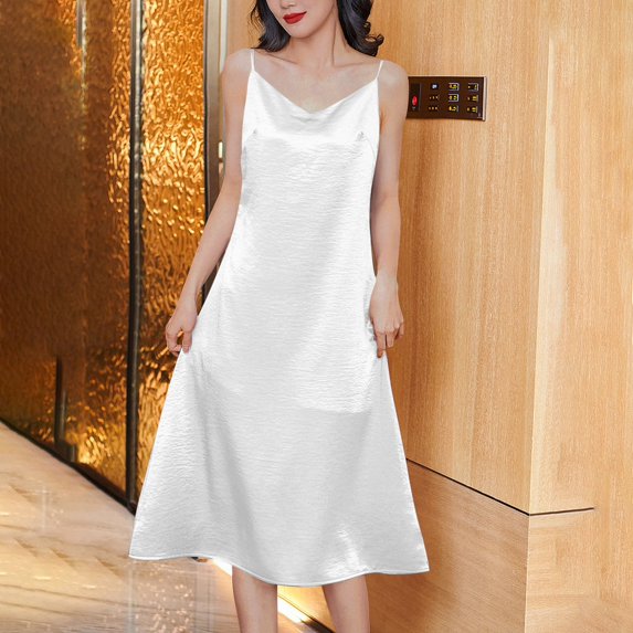 Haoxianjian Basic Cami Women 2025 Dress Lingerie Satin Nightgown Silk Chemise Mini Slip V Neck Negligee Sleepwear Solid Color Tankinis Dress