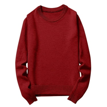 Haoxianjian Black Sweater Sweaters For Teens Men'S Solid Color Knitted Sweater Round Neck Pullover Long Sleeved Loose Bottomed Sweater Top Sweater Casual Fashion Long Sleeve Sweater On Clearance