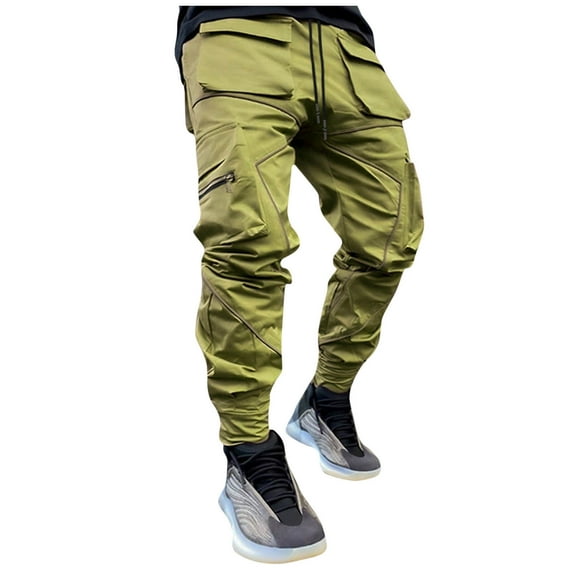 Haoxianjian Cargo Pants For Men Wide Leg Pants Men'S Solid Color Three-Dimensional Sense Sports Multi-Pocket Washed Straight Barrel Reflect Light Cargo Outdoor Casual Pants Mens Loose Straight Sweatpa