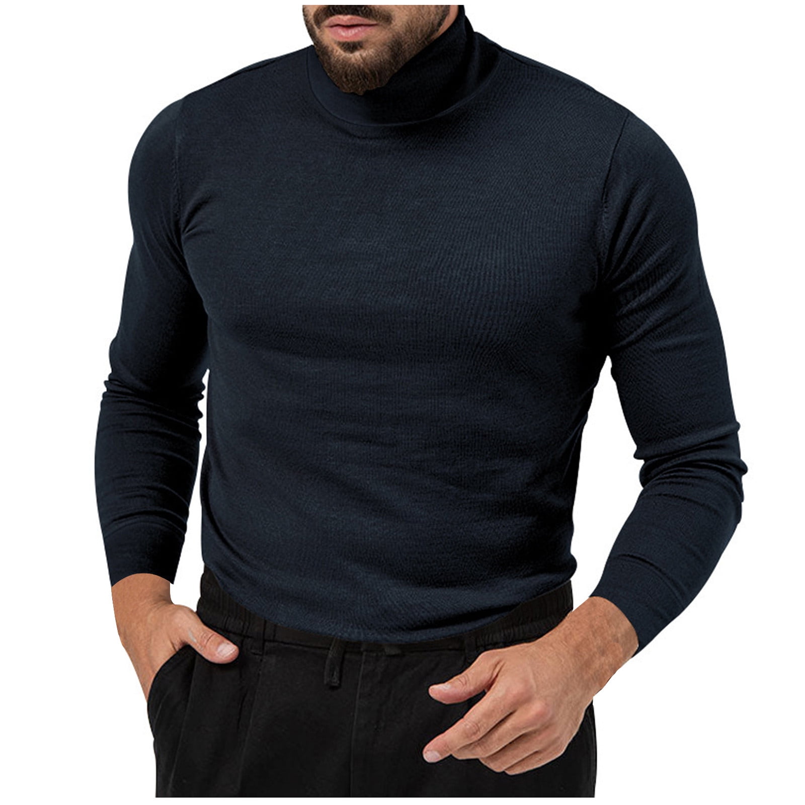 Haoxianjian Cute Sweaters Turtleneck Compression Shirt Men'S