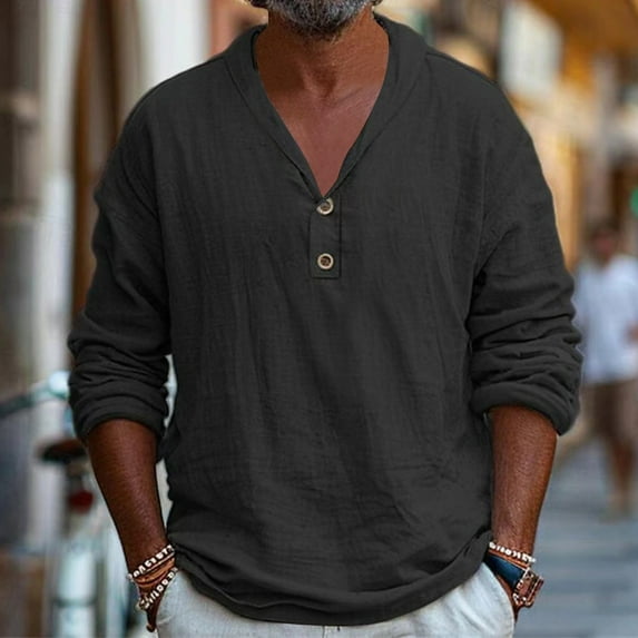 Haoxianjian Dress Shirts For Men Fishing Shirts For Men Men'S And Linen Solid Color Fashion Long-Sleeved Lapel Top/Shirt Casual Slim Fitted Shirts Contrast Color Tops