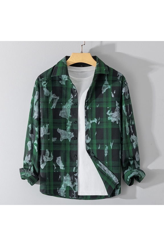 Haoxianjian Dress Shirts For Men Long Sleeve Shirts For Men Men'S Fashion Casual Solid Color Buttons Long Sleeve Turndown Collar Blouse Top Casual Slim Fitted Shirts Contrast Color Tops