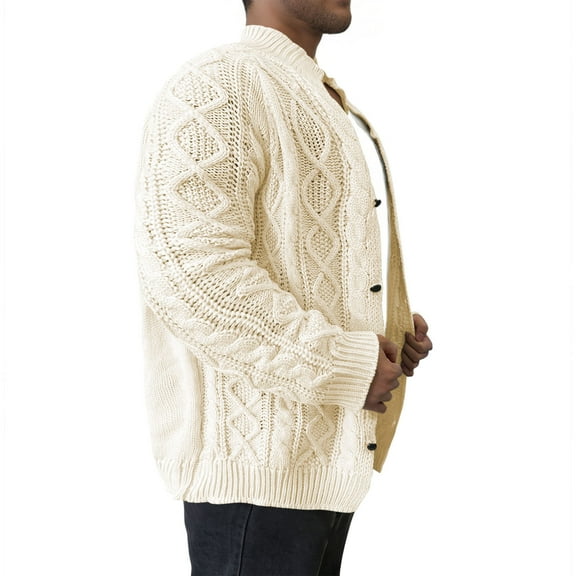 Haoxianjian Fall Sweaters Knitted Sweater Men'S Fashion Warm And Winter Solid Wool Knitted Sweater Button Cardigan Jacket Turtleneck