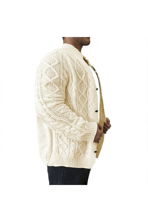 Haoxianjian Fall Sweaters Knitted Sweater Men'S Fashion Warm And Winter Solid Wool Knitted Sweater Button Cardigan Jacket Turtleneck