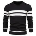 thumbnail image 1 of Haoxianjian Fall Sweaters Sweater Blazer Man Long Sleeve Round Neck Stripe Fashion Casual Comfortable Blouse Sweater Black Turtleneck Men On Clearance, 1 of 4