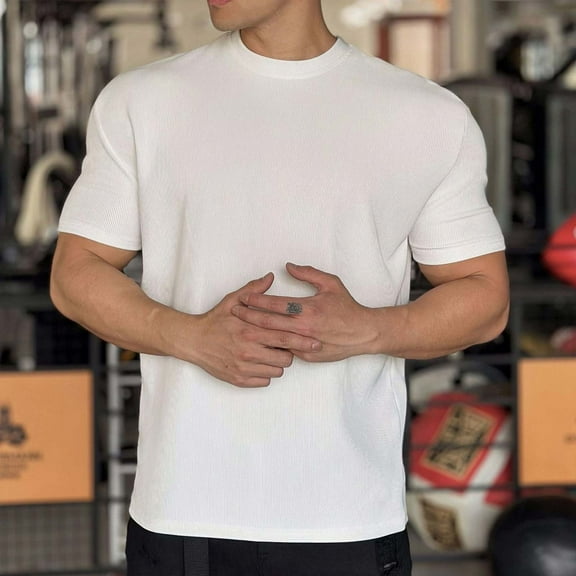 Haoxianjian Fashion Men's Short Sleeve Crew-Neck T-Shirt - Quickly Dry Athletic Performance Tee Tops for Athletic Work Casual Running Going Out Tops Trainning T-shirts